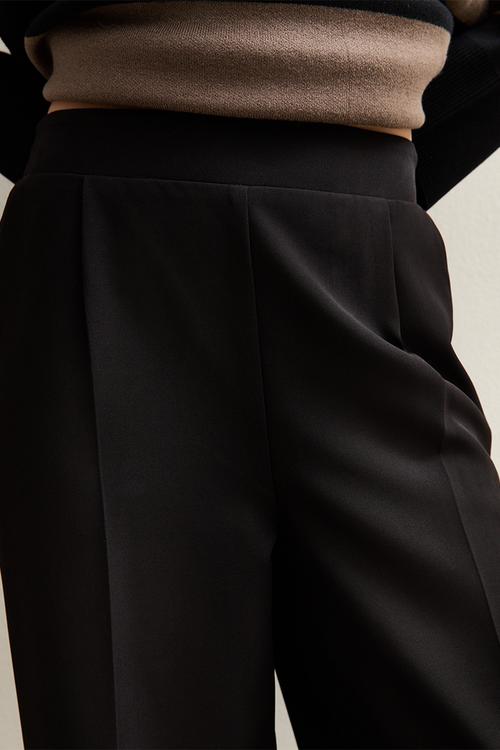 Pull On Wide Leg Trousers - black