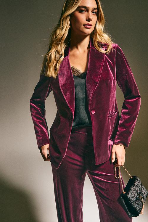 Velvet blazer - dk burgundy