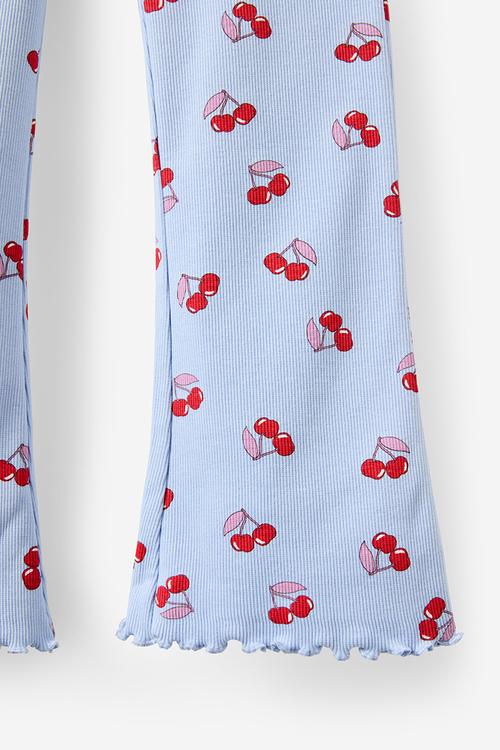 Francine Flare Pant - Dawn Blue/Cherries Rib