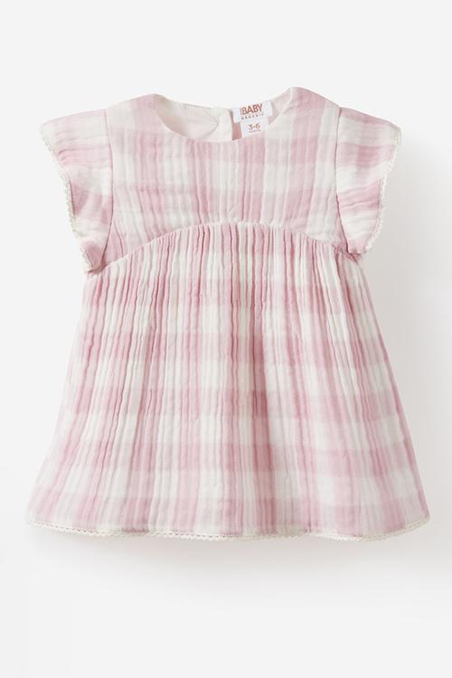Organic Cotton Cheesecloth Dress - Thistle/Gingham