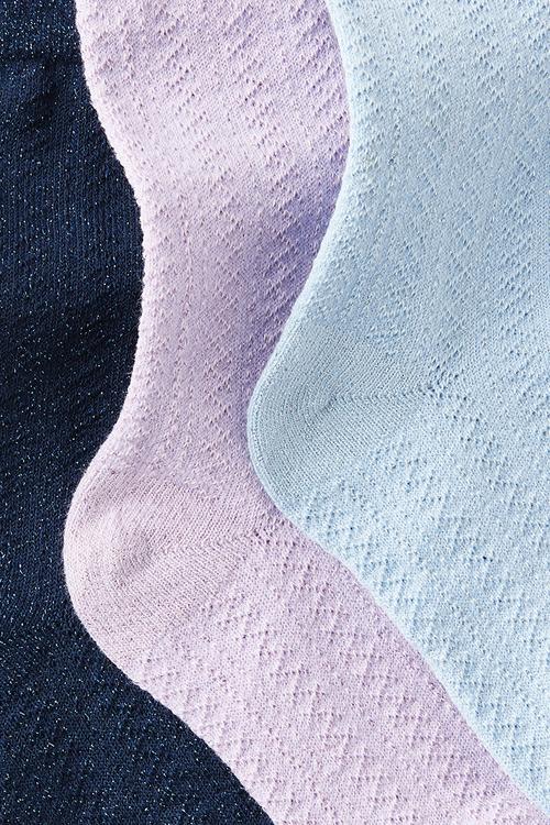 3Pk Sparkle Socks - Lilac/Dawn Blue/Navy Shimmer