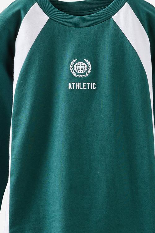 Moto panelled long sleeve tee - storm green/athletic