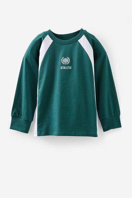 Moto panelled long sleeve tee - storm green/athletic
