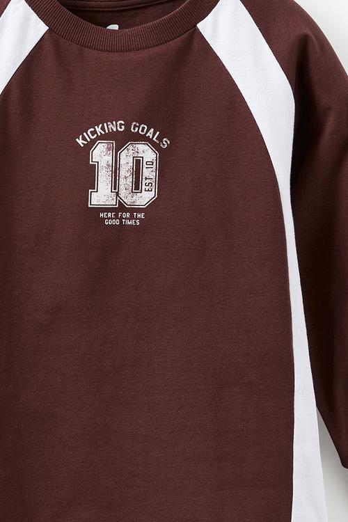 Moto panelled long sleeve tee - bordeaux/kicking goals 10