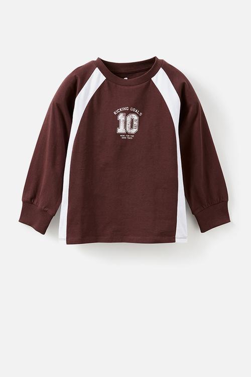 Moto panelled long sleeve tee - bordeaux/kicking goals 10