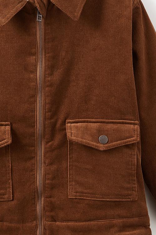 CODY CORD ZIP THROUGH JACKET - CHESTNUT