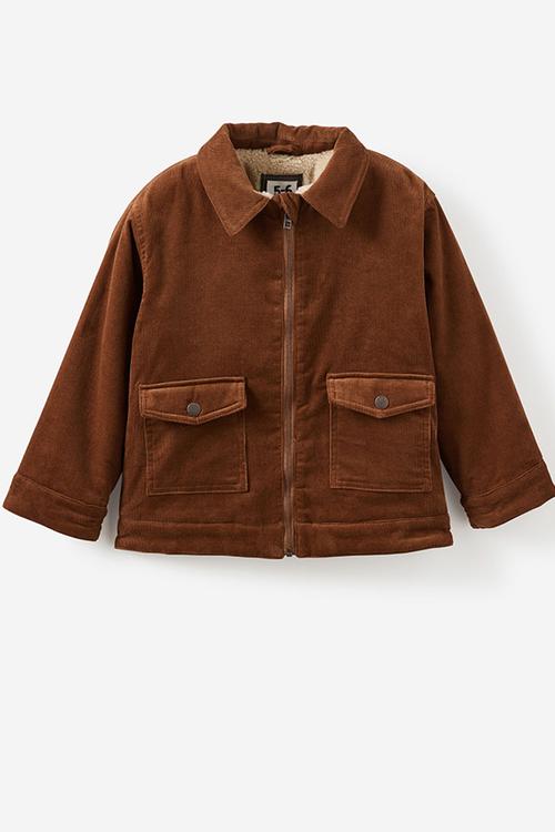 CODY CORD ZIP THROUGH JACKET - CHESTNUT