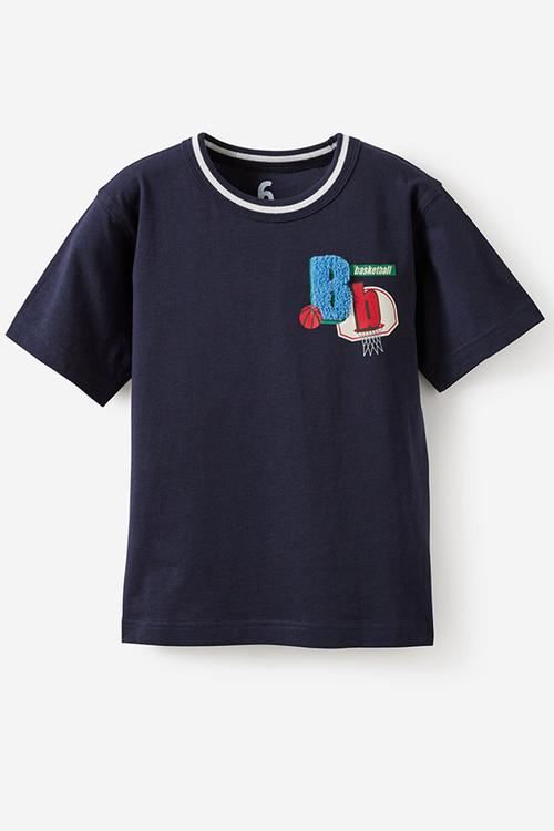 JONNY SHORT SLEEVE GRAPHIC PRINT TEE - SQUID INK/BASKETBALL