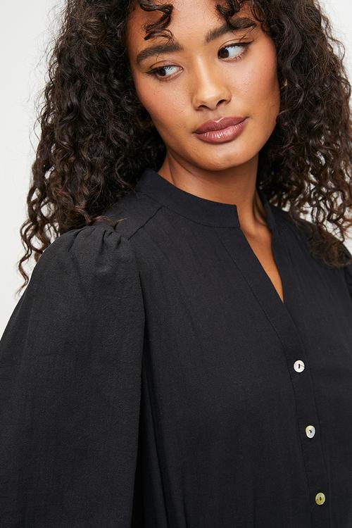 Black maxi shirt dress - black 