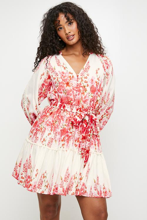 Red floral mini dress - multi 