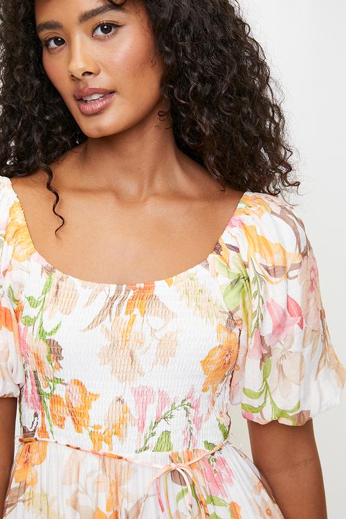 Floral tiered midi dress - floral