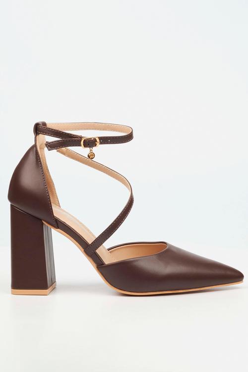 Novi 2 penny moc chunky block heel - chocolate