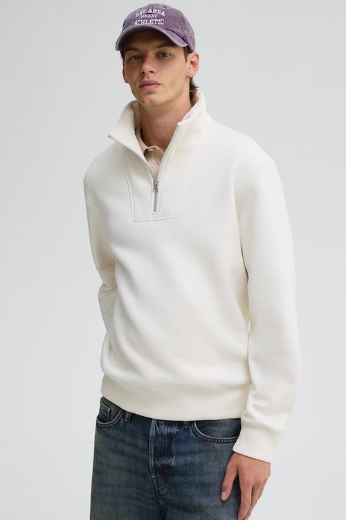 Regular fit zip-top sweatshirt - cream