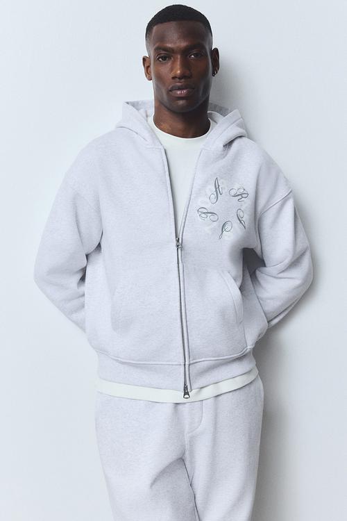 Loose fit zip-through hoodie - grey paris