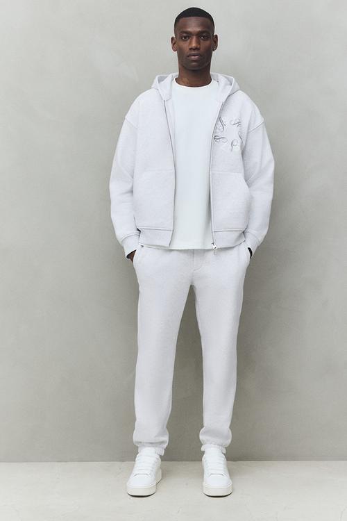 Loose fit zip-through hoodie - grey paris
