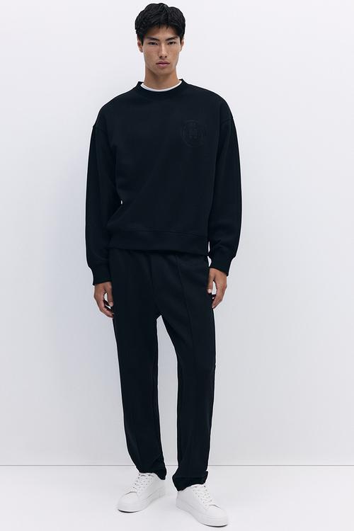 Regular fit printed sweatshirt - black