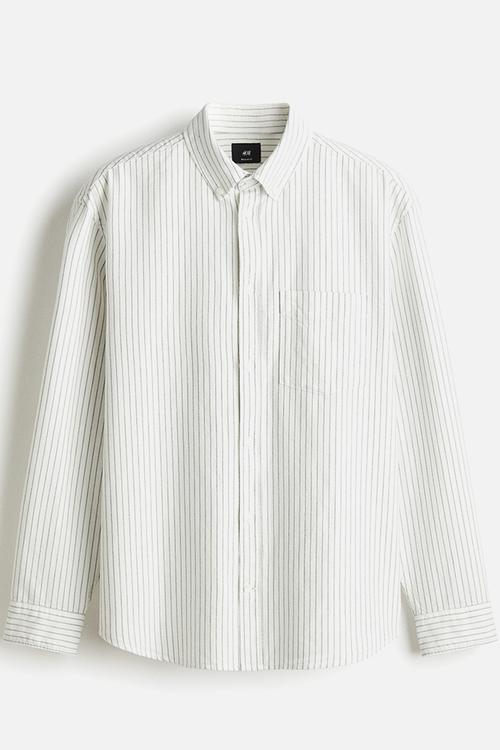 Regular fit oxford shirt - white/pinstriped