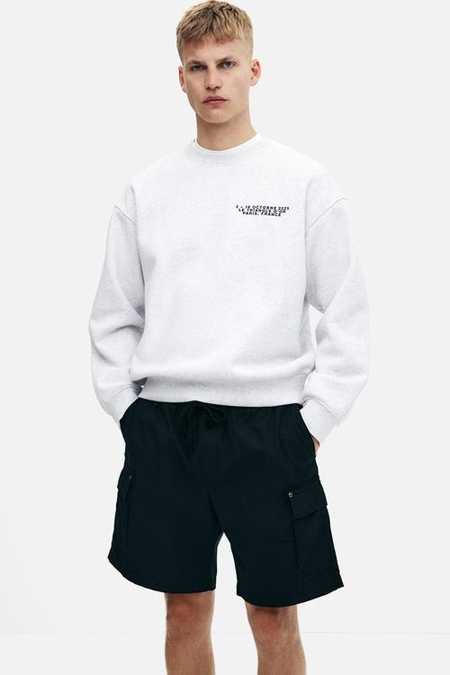 Regular fit printed sweatshirt - grey marl paris france