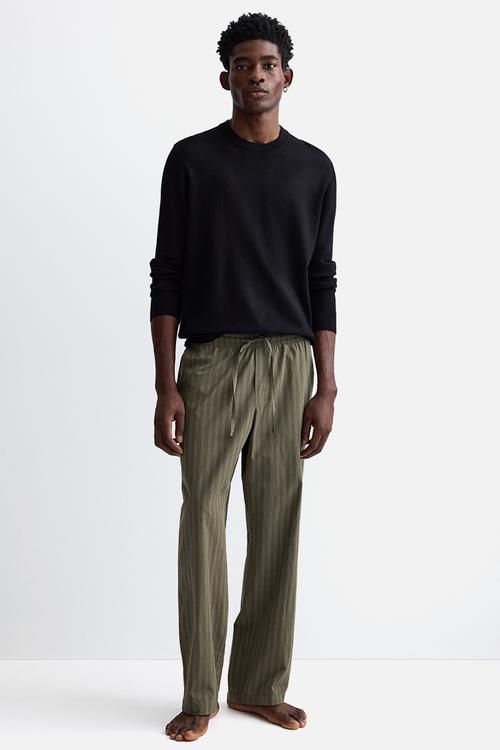 Relaxed fit poplin trousers - green/striped