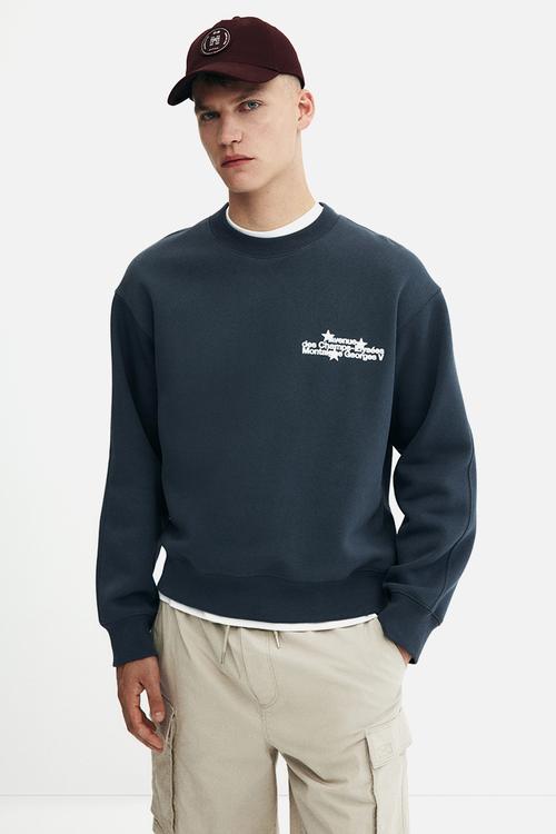 Regular fit printed sweatshirt - steel blue avenue