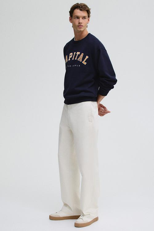 Relaxed fit cotton chinos - white
