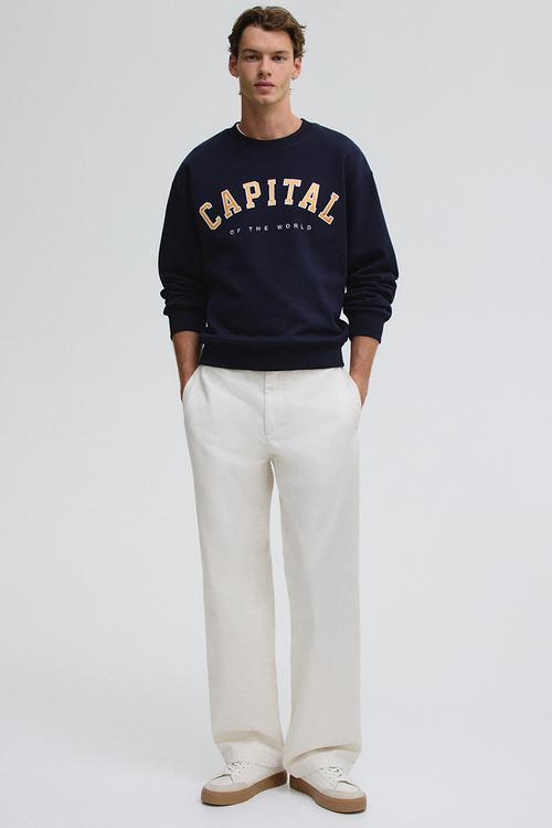 Relaxed fit cotton chinos - white