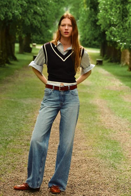 Wide high jeans - denim blue