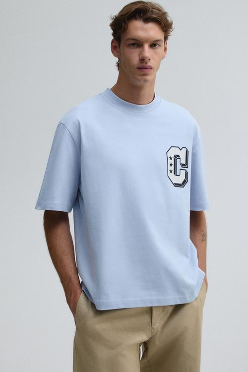 Regular fit printed t-shirt - light blue