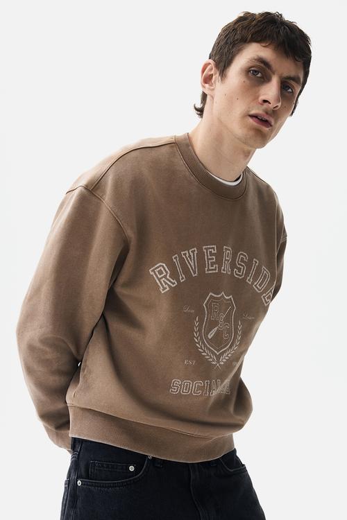 Loose fit printed sweatshirt - beige/riverside