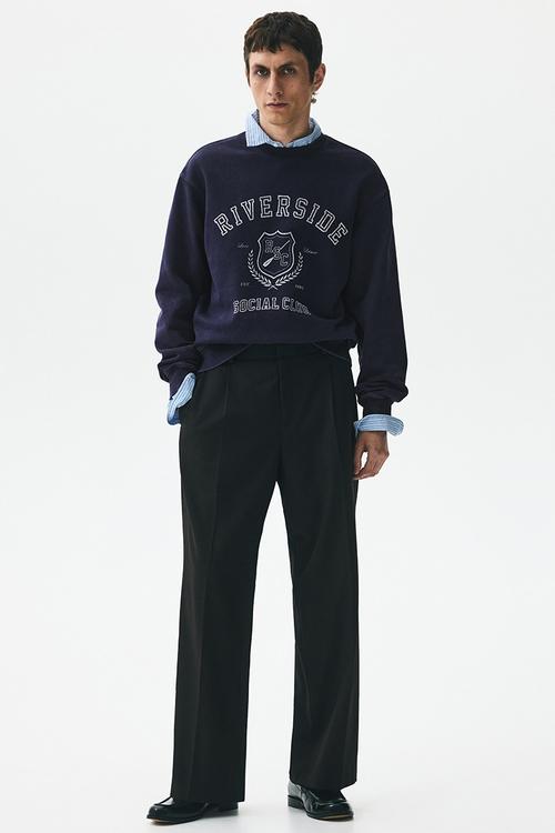 Loose fit printed sweatshirt - blue riverside