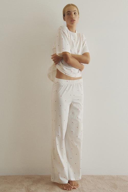 Cotton pyjamas - cream/heart