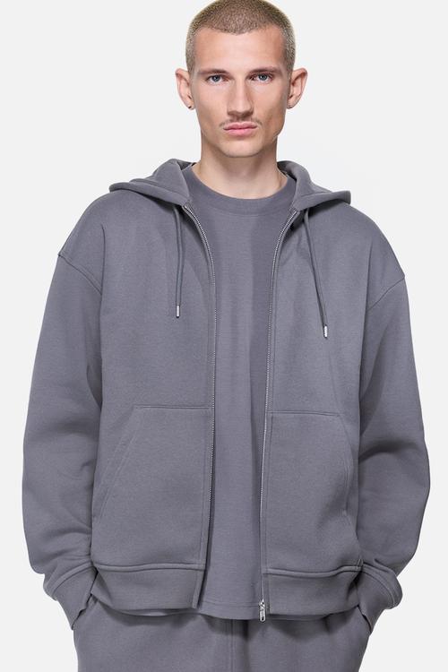 Loose  fit zip-through hoodie - dark grey