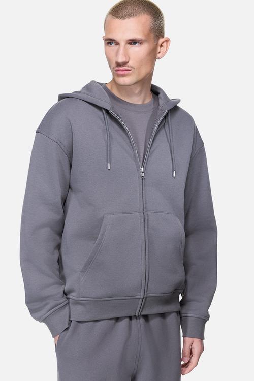 Loose  fit zip-through hoodie - dark grey