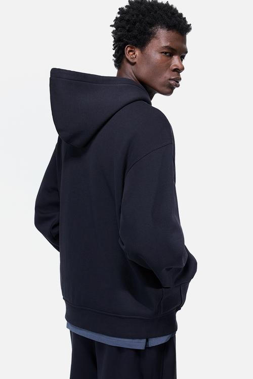 Loose  fit zip-through hoodie - dark blue 