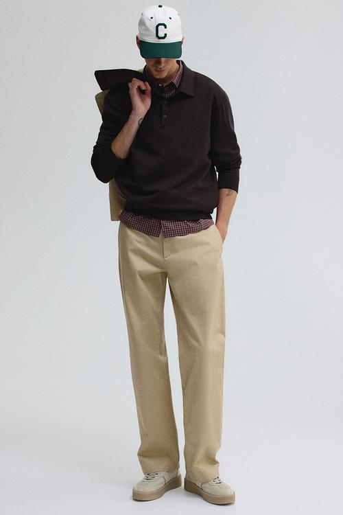 Relaxed fit cotton chinos - beige