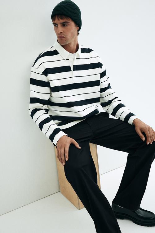 Relaxed fit cotton chinos - black