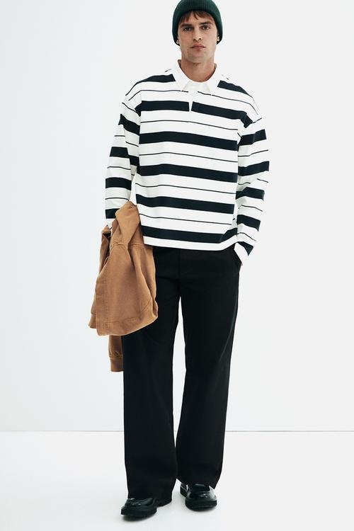 Relaxed fit cotton chinos - black