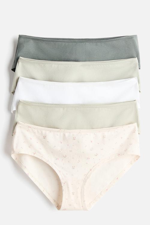 5-Pack cotton hipster briefs - cream/floral