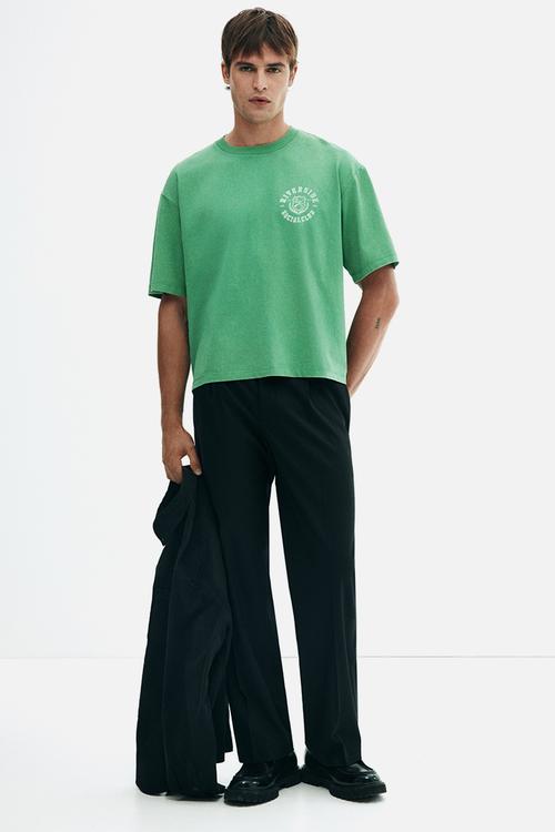Loose fit printed t-shirt - green riverside