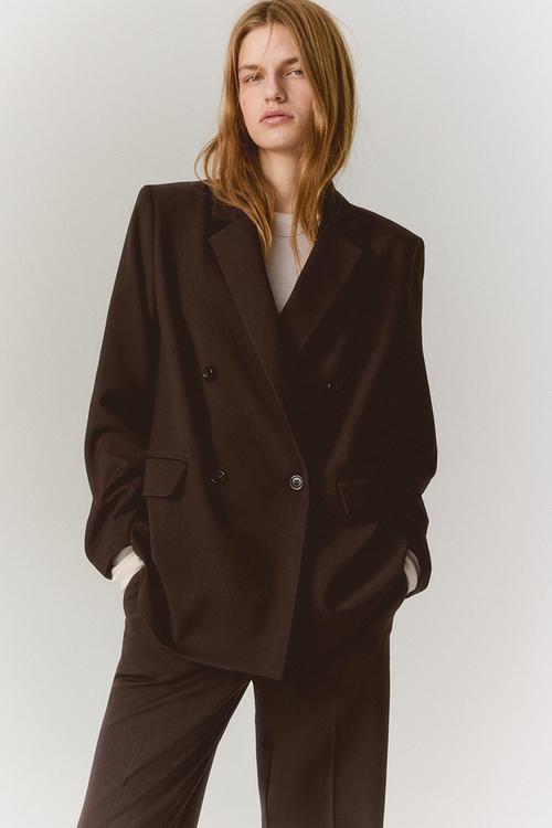 Double-breasted blazer - dark brown 