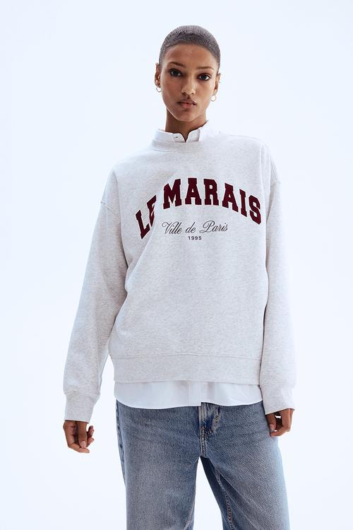 Text-motif sweatshirt - light grey marl/le marais 