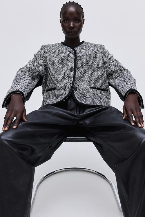 Bouclé jacket - black & white marl 