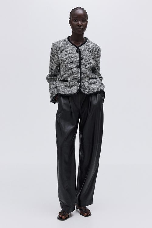 Bouclé jacket - black & white marl 