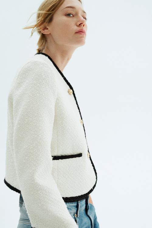 Bouclé jacket - white & black