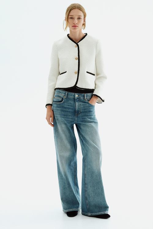Bouclé jacket - white & black
