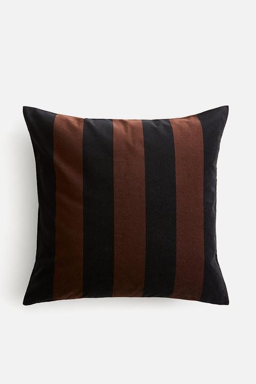 Striped velvet cushion cover - black/striped