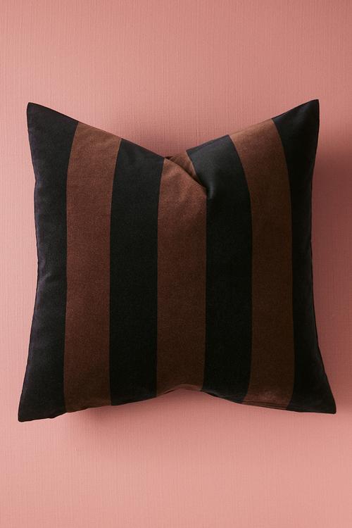 Striped velvet cushion cover - black/striped