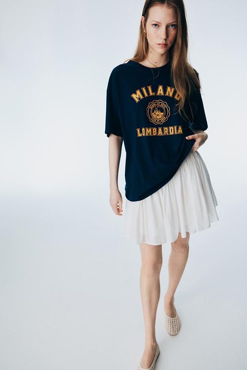 Oversized printed T-shirt - navy blue/milano