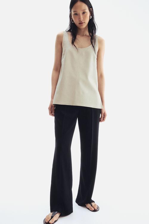 Straight crease-leg trousers - black