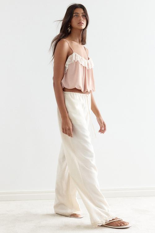 Bubble-hem strappy top - peach pink